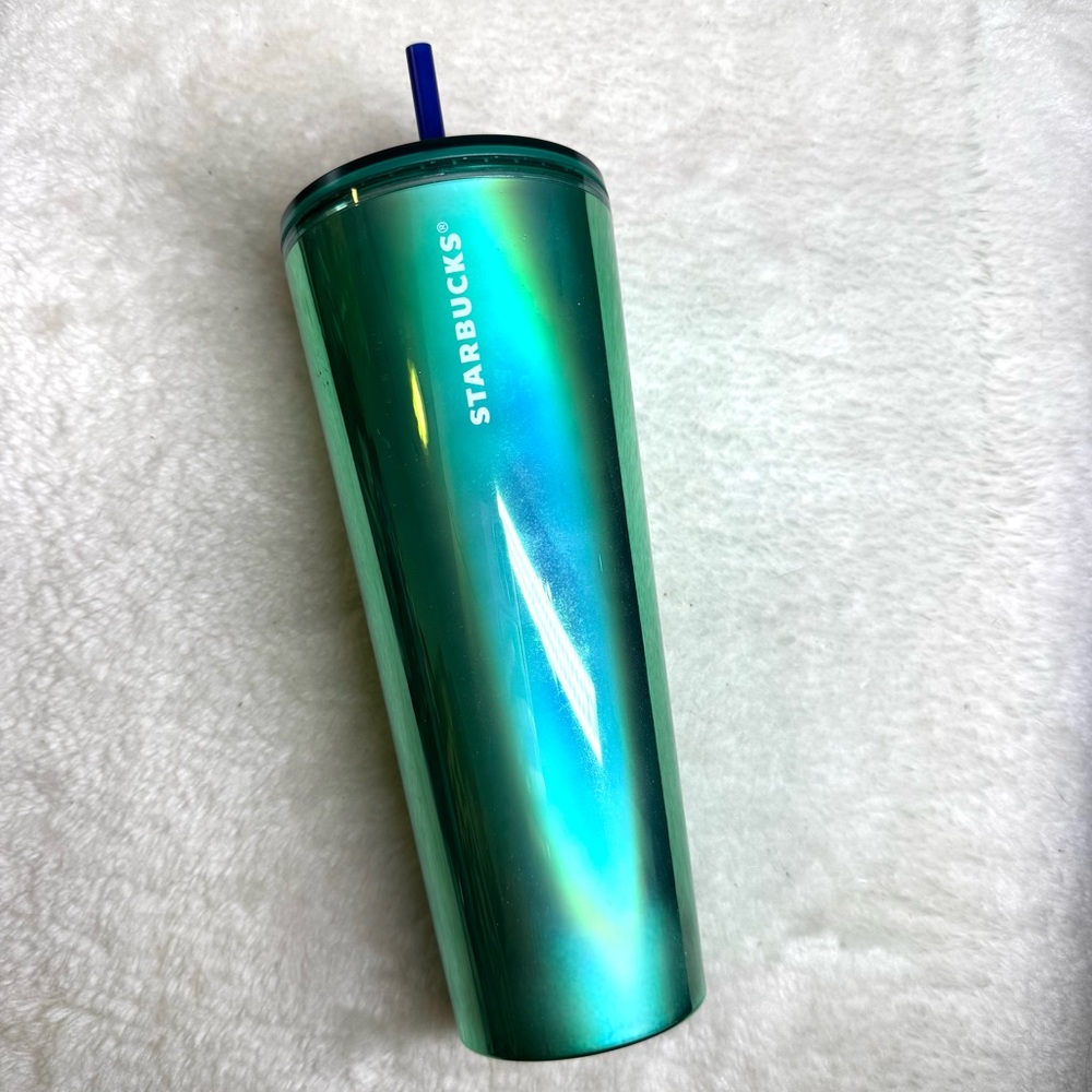 Starbucks Green Iridescent Tumbler with Straw